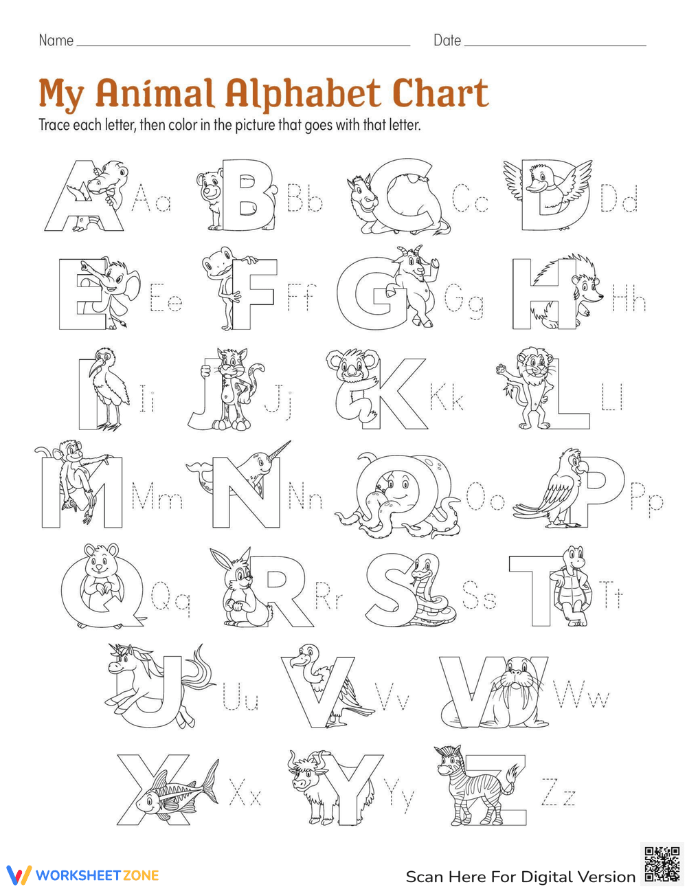 My Animal Alphabet Chart - Page 1