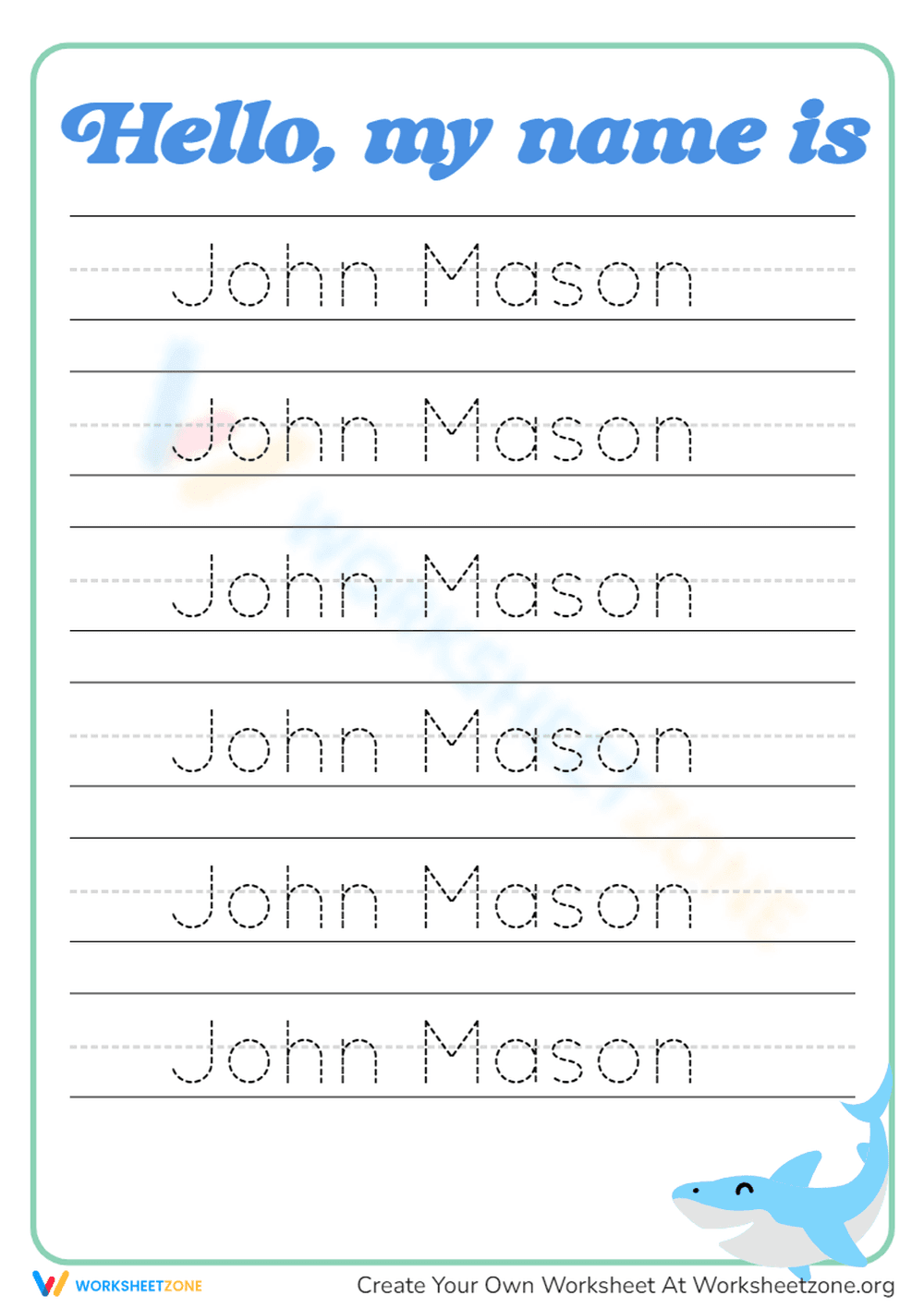 My Name Is: Custom Writing Practice - Page 1