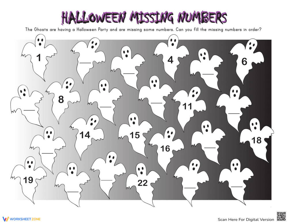 Spooky Halloween Numbers Worksheet - Page 1