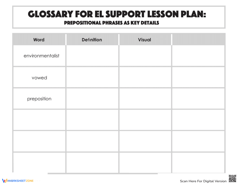 Glossary: Prepositional Phrases as Key Details - Page 2