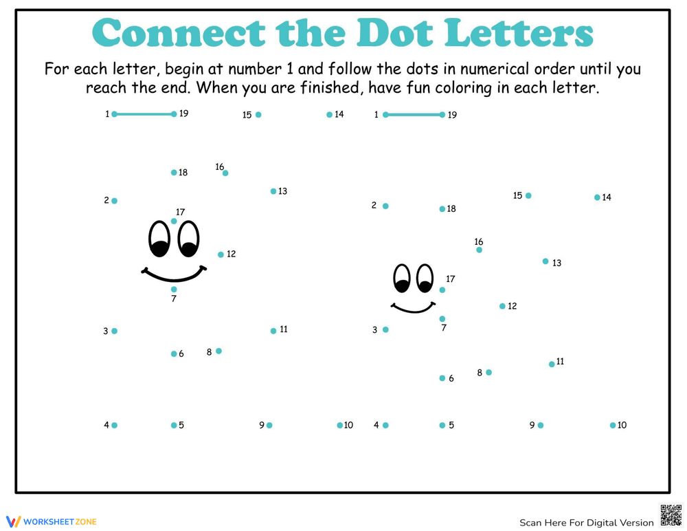 Dot-to-Dot Alphabet: K - Page 1