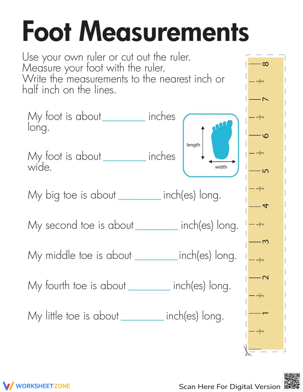 Measurement: Foot and Second Worksheet - Page 2