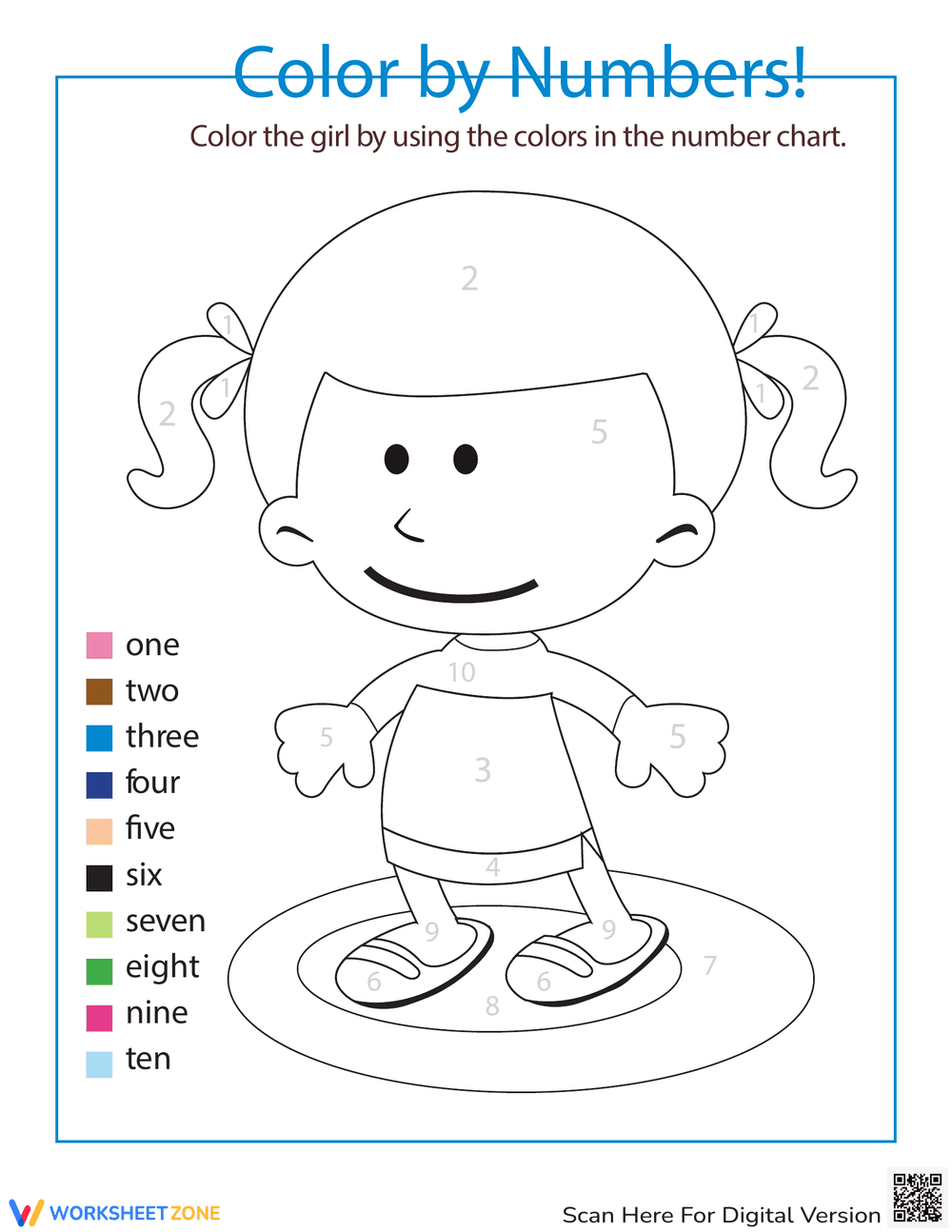 Number Coloring 1-10 Worksheet - Page 1