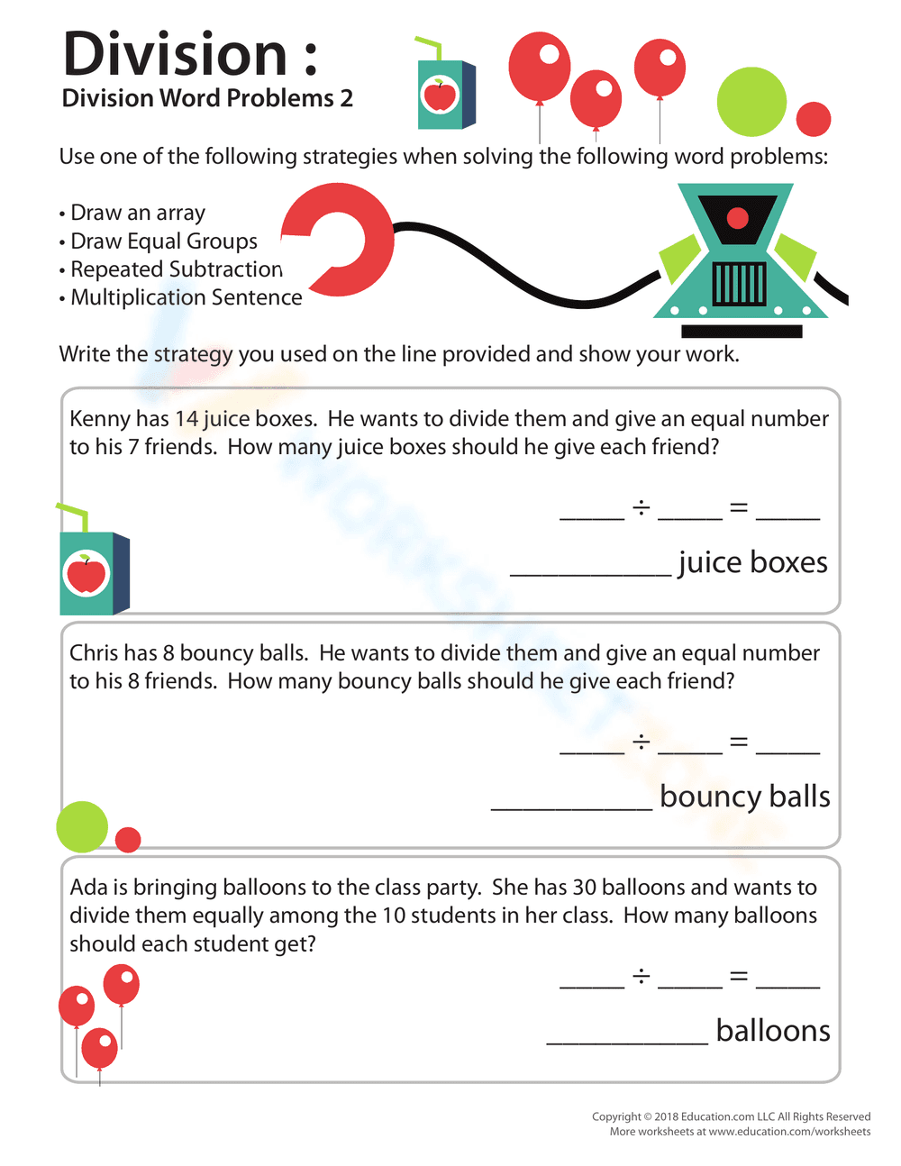 Division Word Problems Worksheet for Math Practice - Page 1