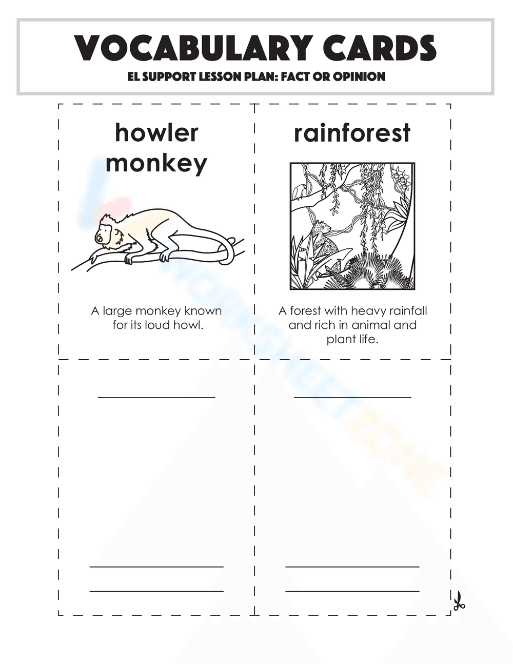 Vocabulary Cards: Fact or Opinion - Page 1