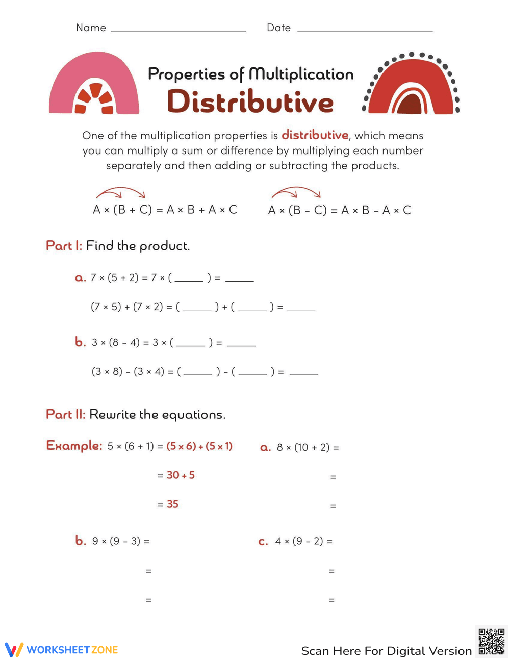 Master Distributive Property of Multiplication - Page 1