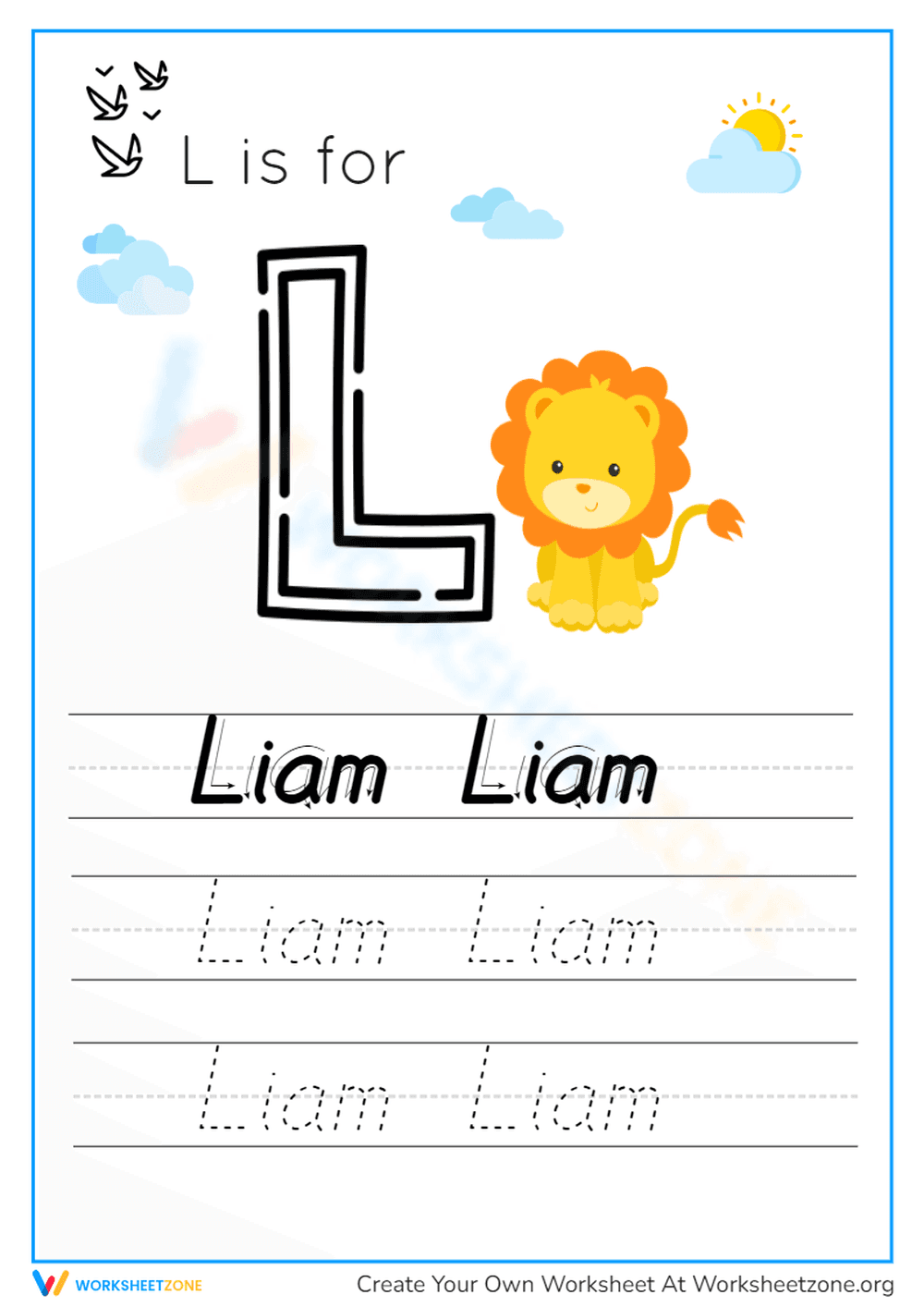 Name Tracing: L is for Liam - Page 1