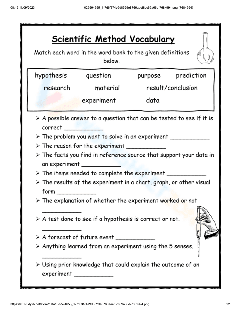 Scientific Method Vocabulary - Page 1