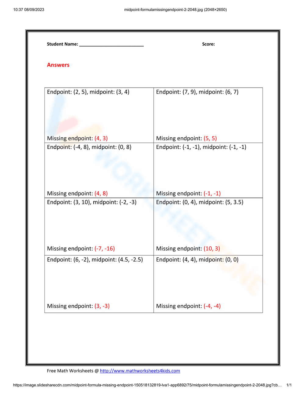 Midpoint formula-missing-endpoint - Page 2