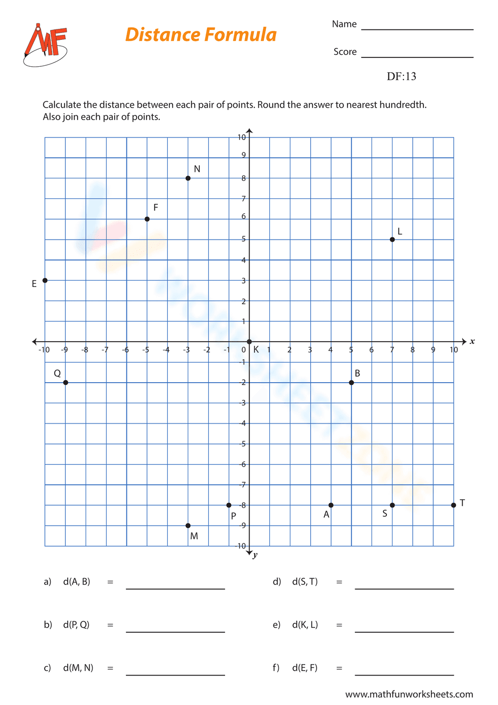 Calculate the Distance Between the Points - Page 1