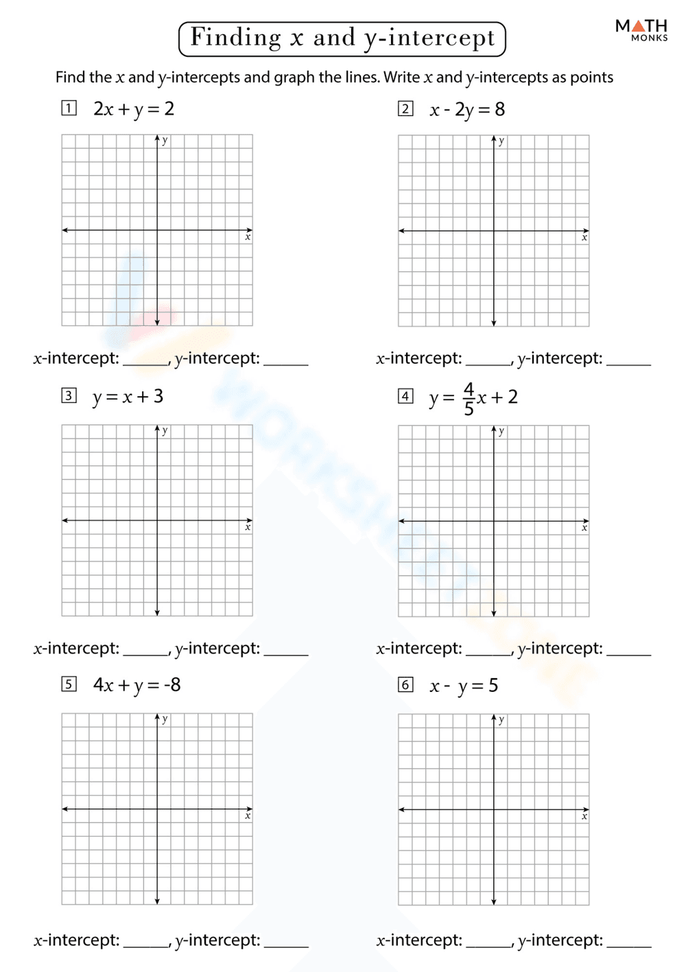 Intercept Method Worksheet - Page 1