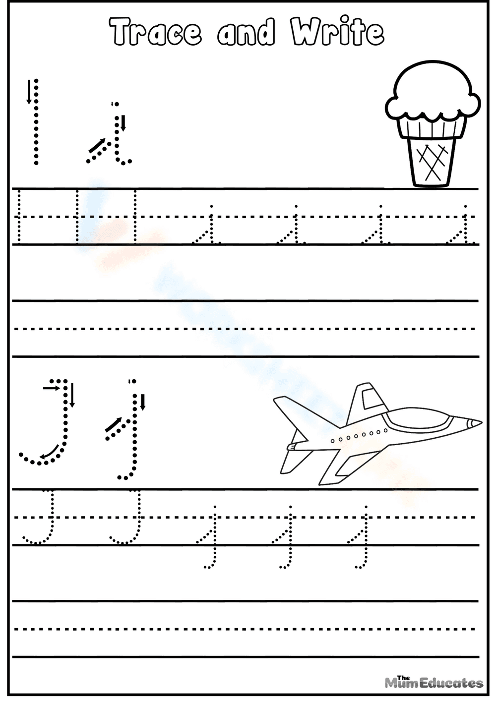Alphabet Letters Tracing I and J - Page 1