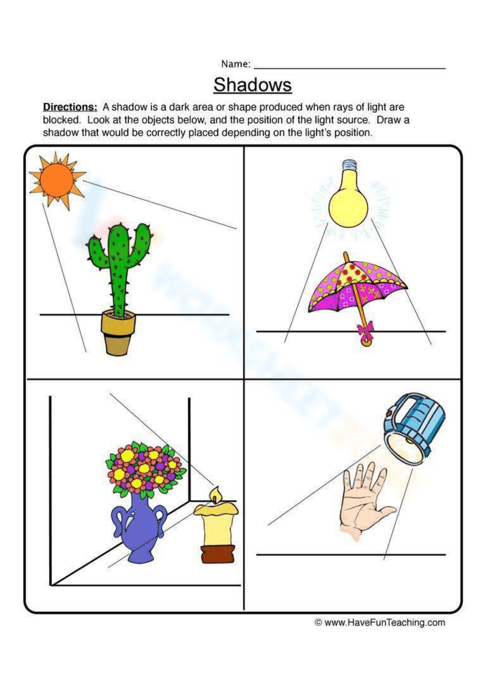 Shadows Drawing Worksheet - Page 1