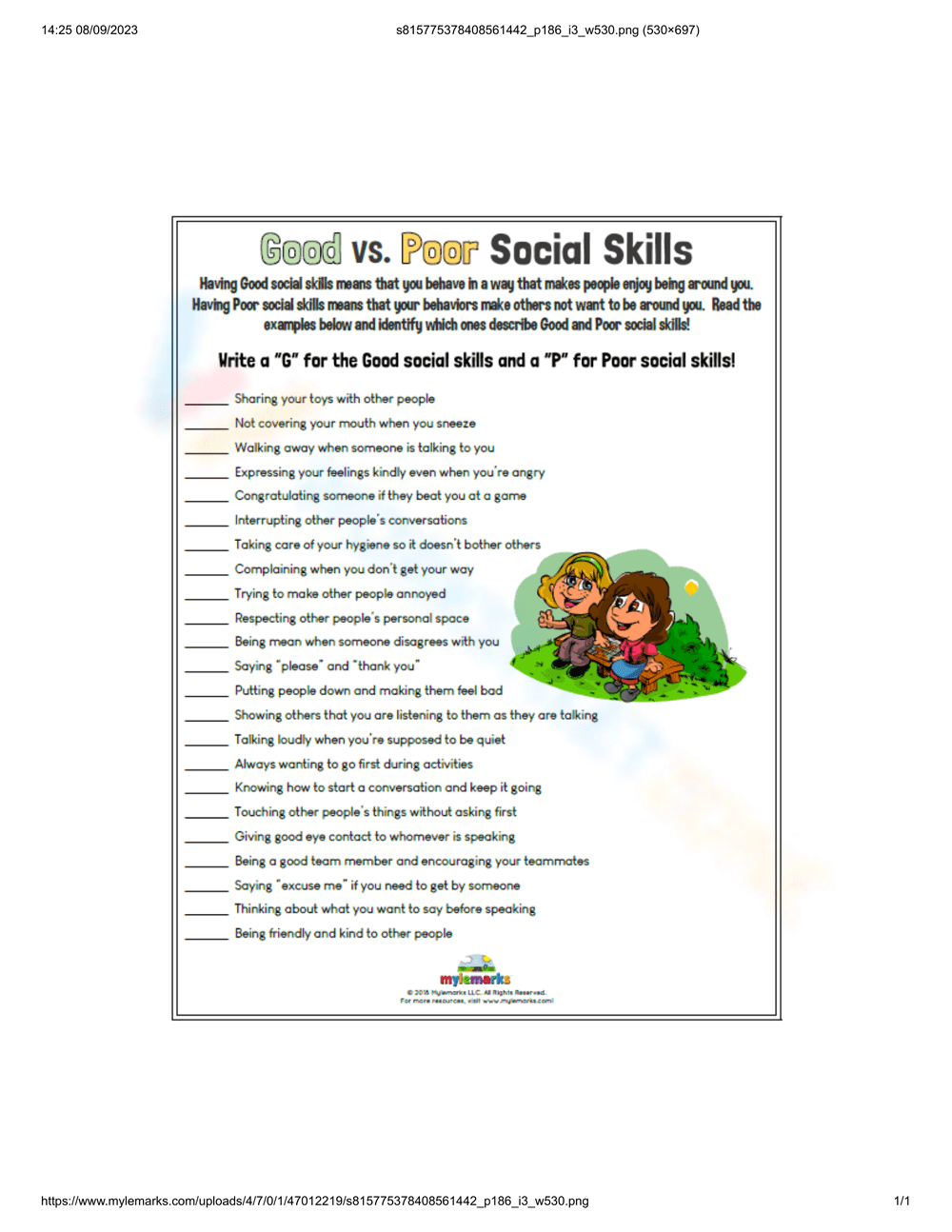 Good and Poor Social Skills: Learn and Improve - Page 1