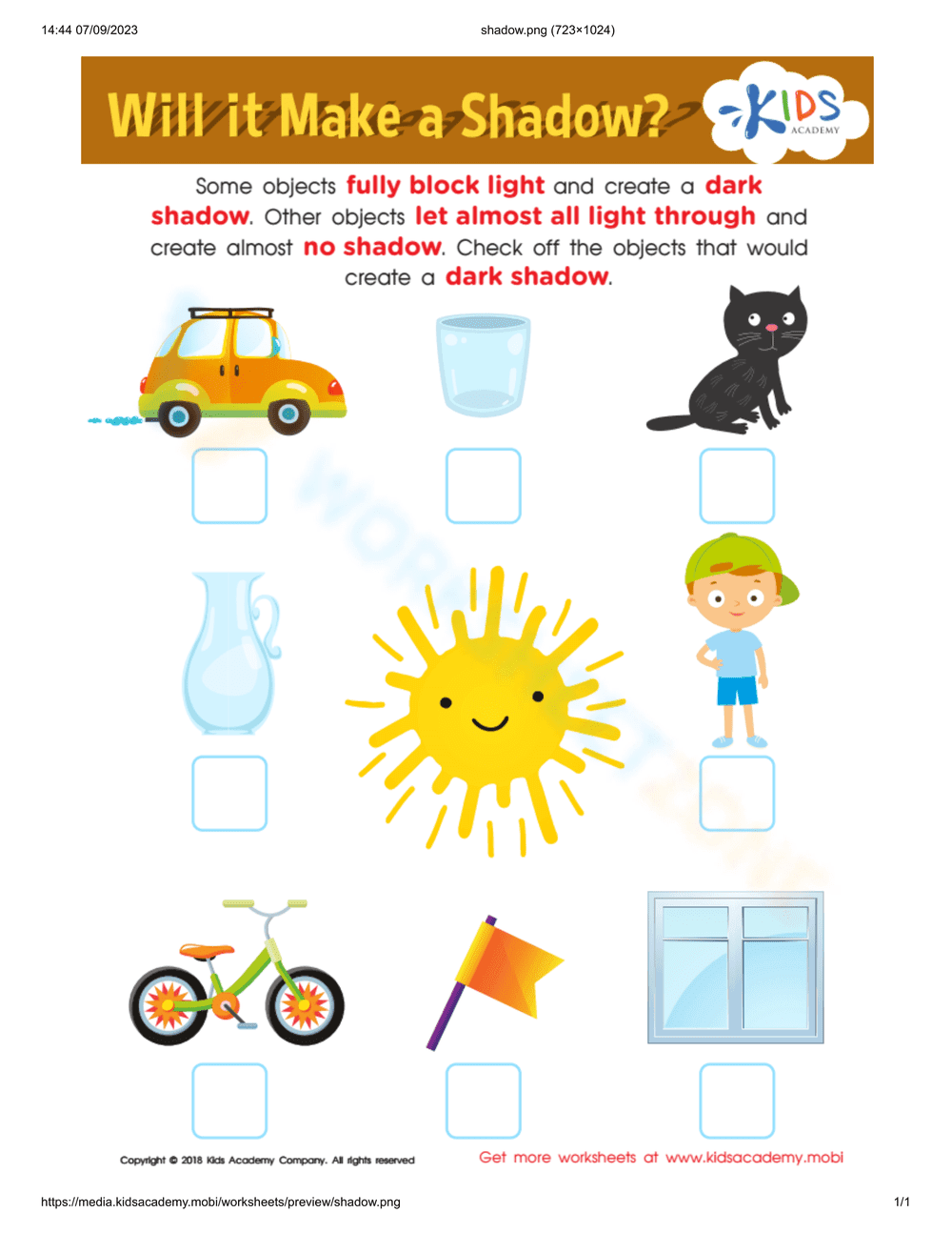 Will it Make a Shadow? Light and Object Science - Page 1