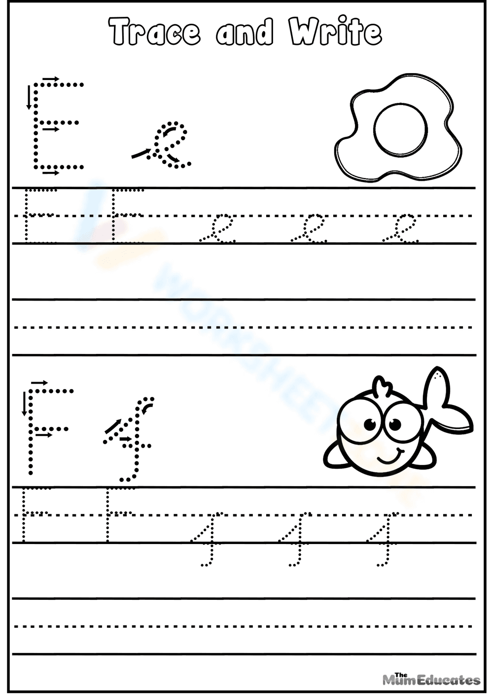 Letters E and F Tracing - Page 1