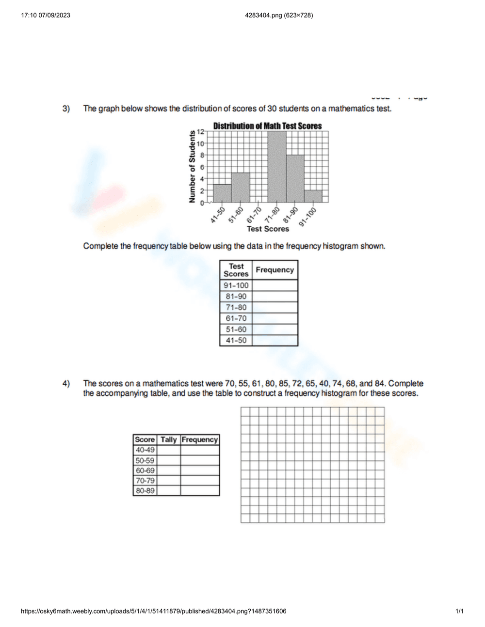 Histogram Practice Worksheet - Page 2