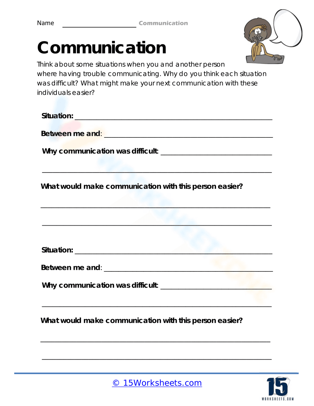 Overcoming Communication Trouble Worksheet - Page 1