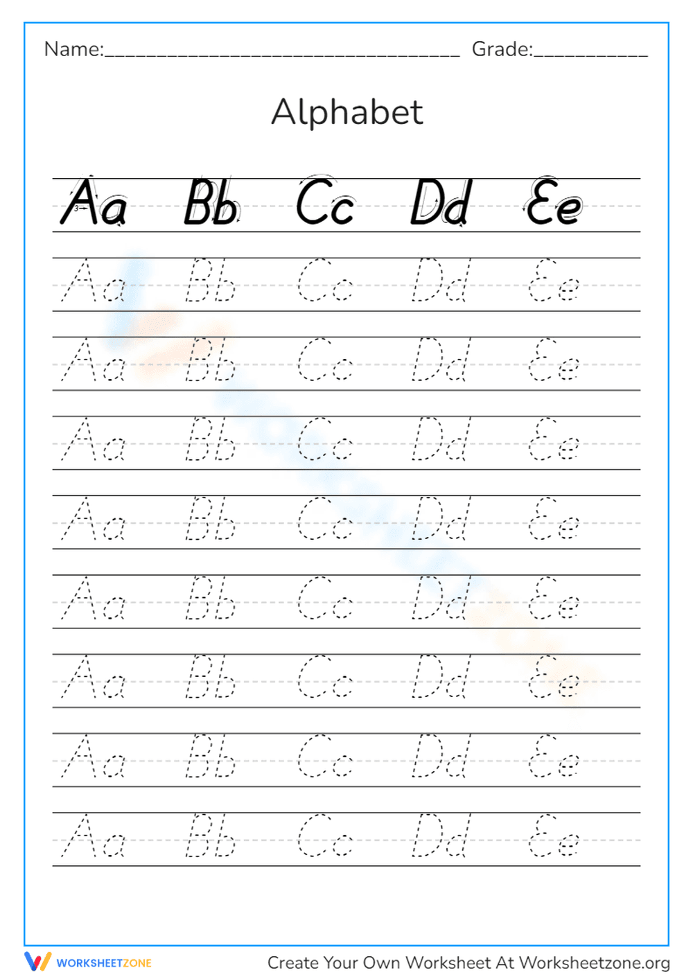 Alphabet Practice Worksheet - Page 1