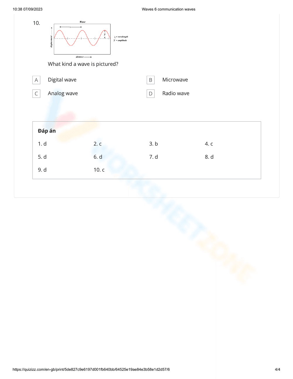 Understanding Communication Waves Worksheet - Page 4