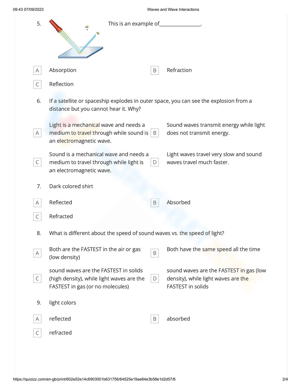 Waves and Their Interactions Worksheet - Page 2