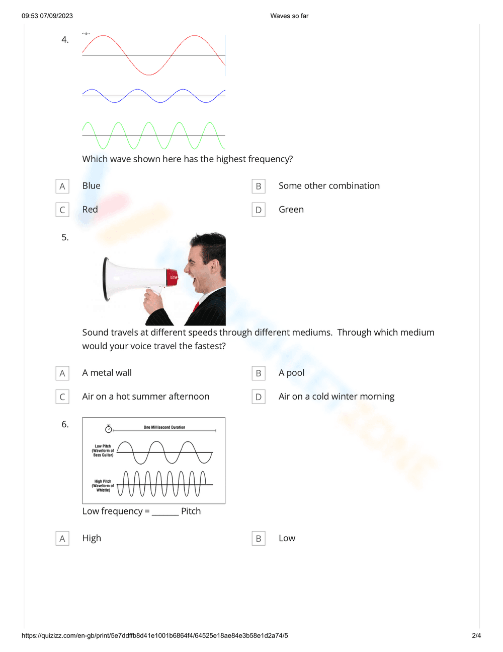 Reviewing Waves: A Comprehensive Worksheet - Page 2