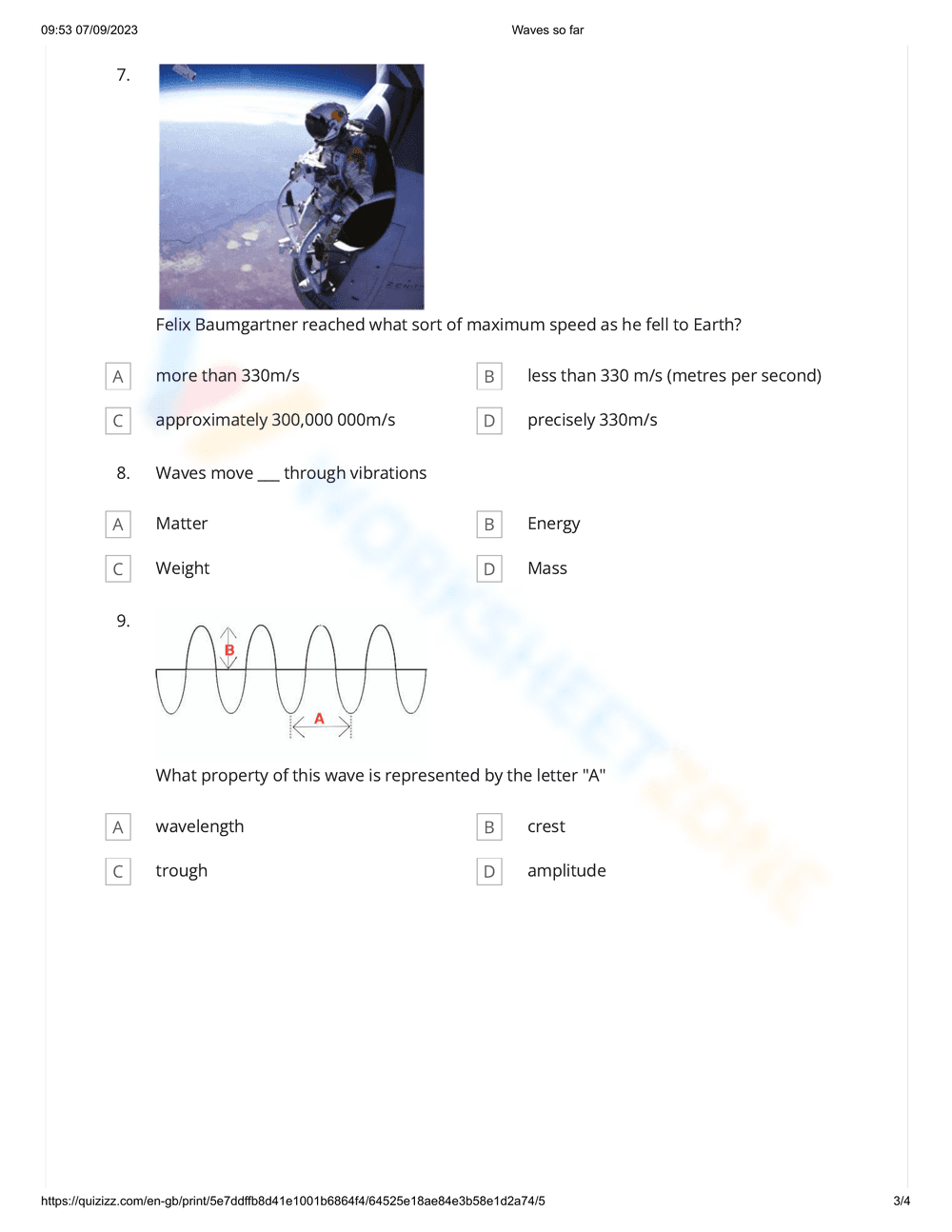 Reviewing Waves: A Comprehensive Worksheet - Page 3