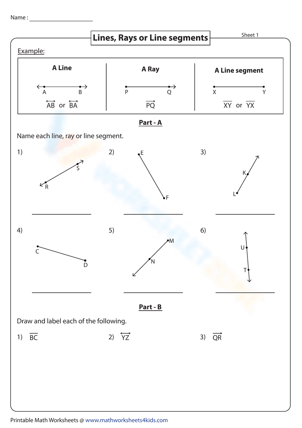 Line segments and Ray - Page 1
