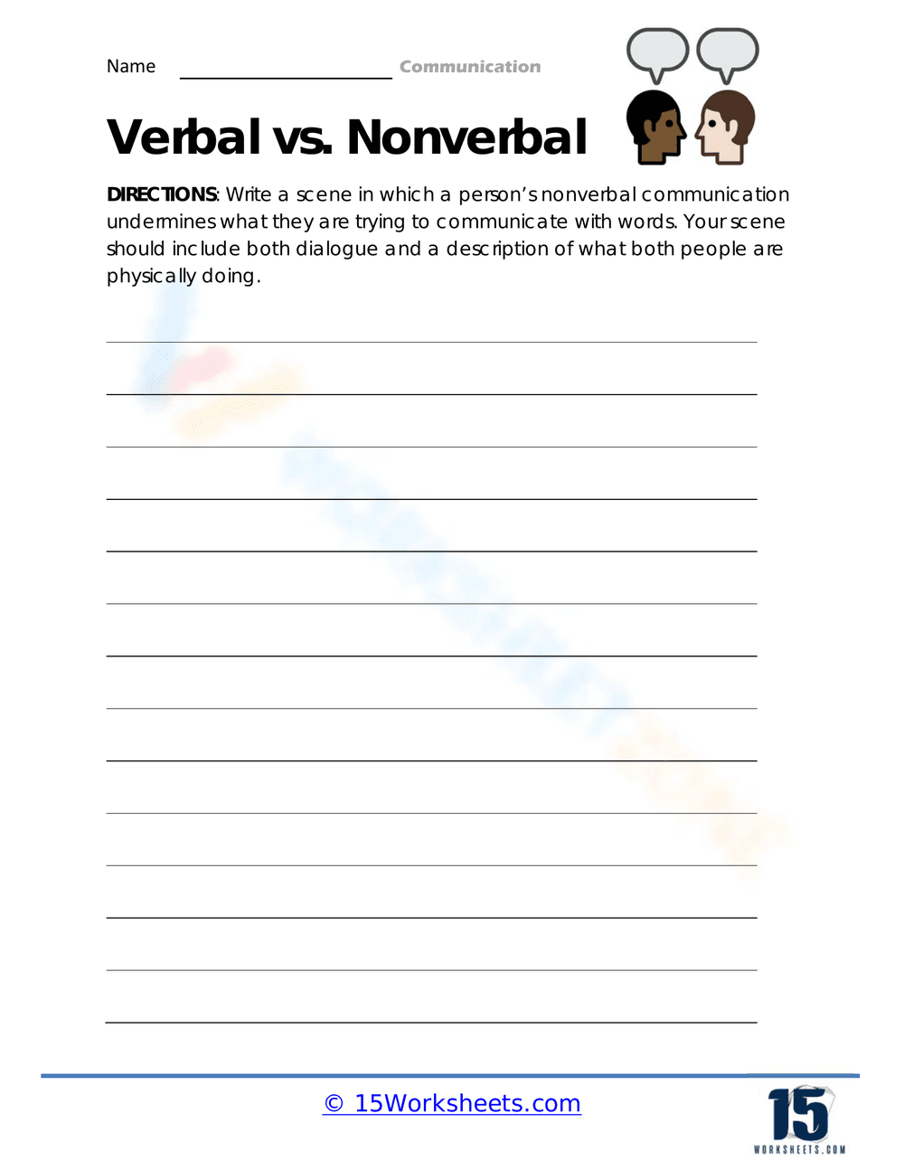 Verbal vs Nonverbal Communication Worksheet - Page 1