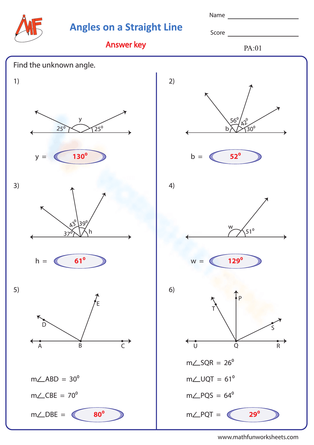 Angles on a Straight Line 1 - Page 2