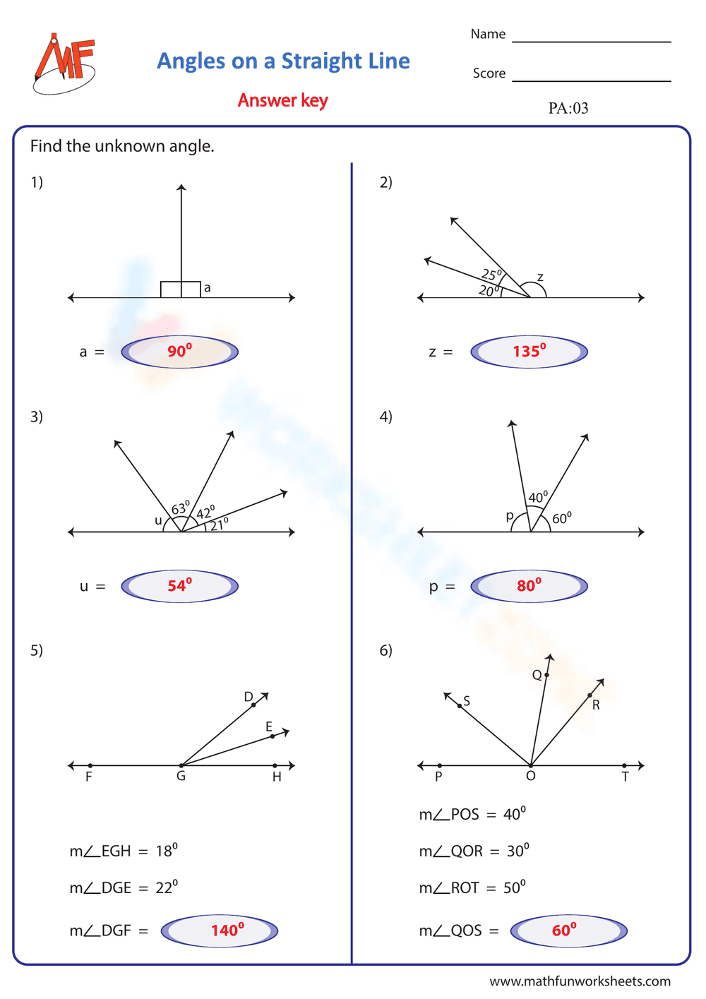 Angles on a Straight Line 3 - Page 2