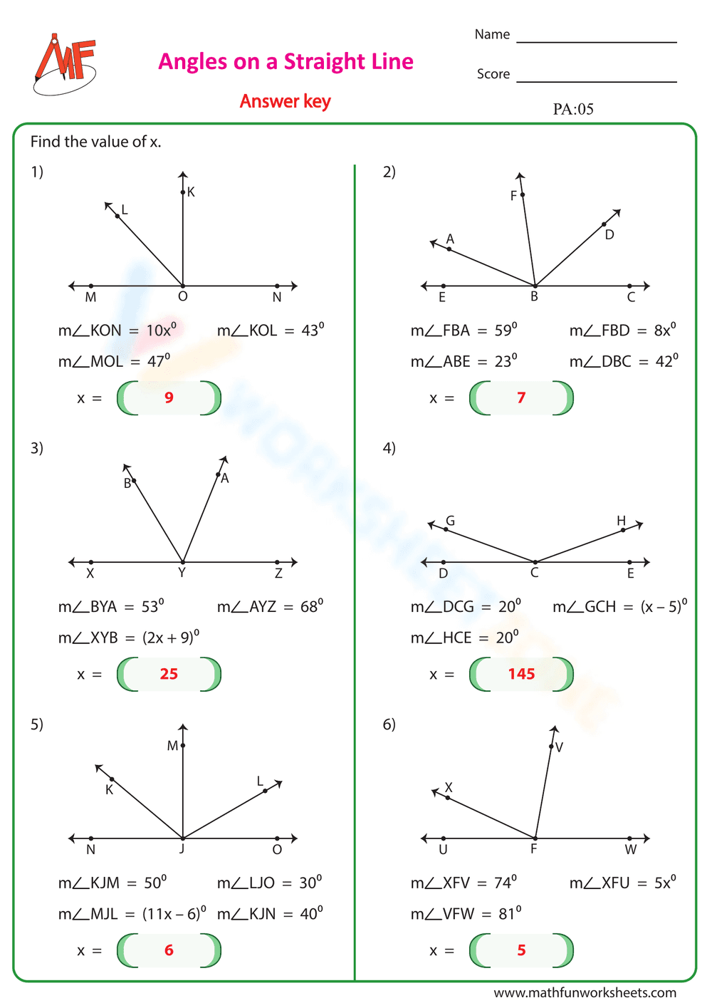 Find the value of x Worksheet 2 - Page 2