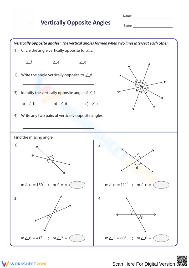 Understanding Vertically Opposite Angles - Page 1