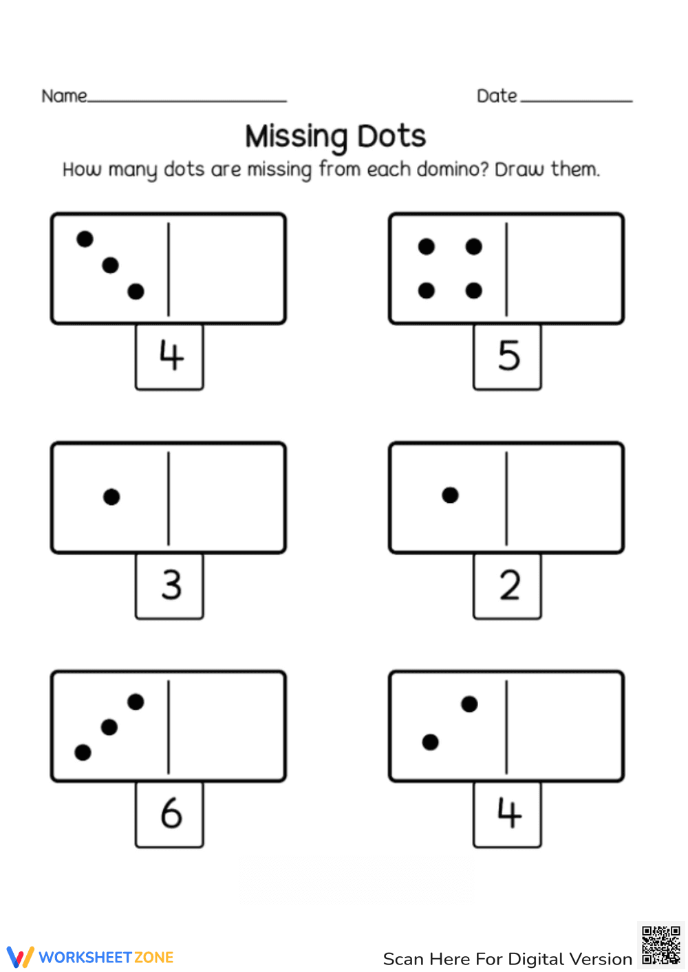 Missing Dots Domino Worksheet - Page 1