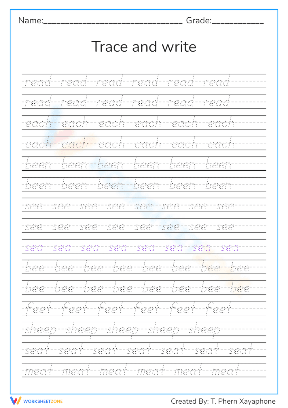 Sight Words Handwriting Practice - Page 1