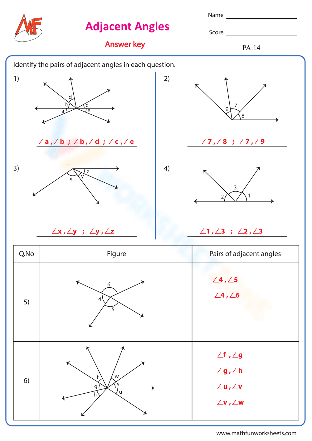 Adjacent Angles Exrcise 2 - Page 2