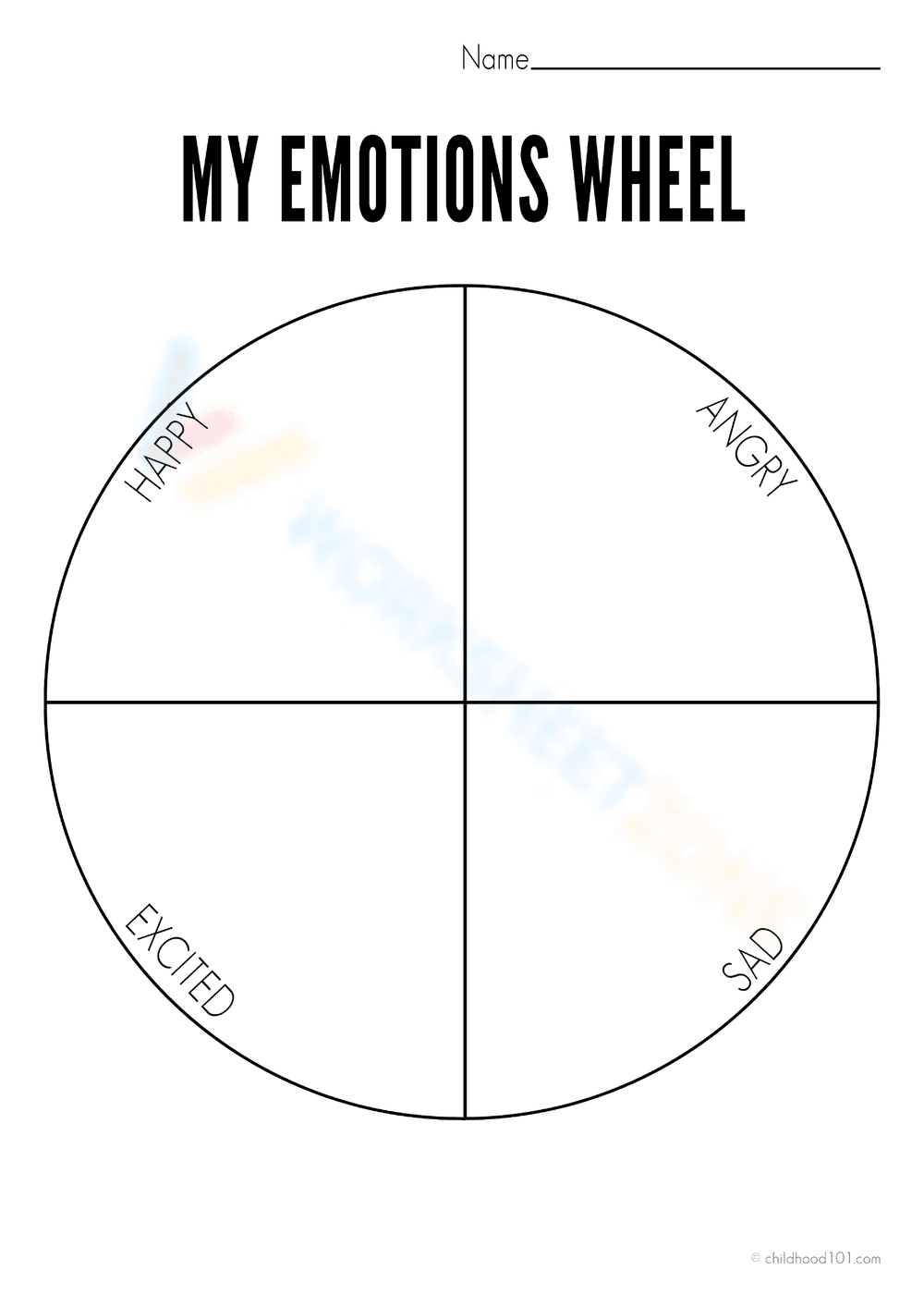 My Emotions Wheel Worksheet - Page 1