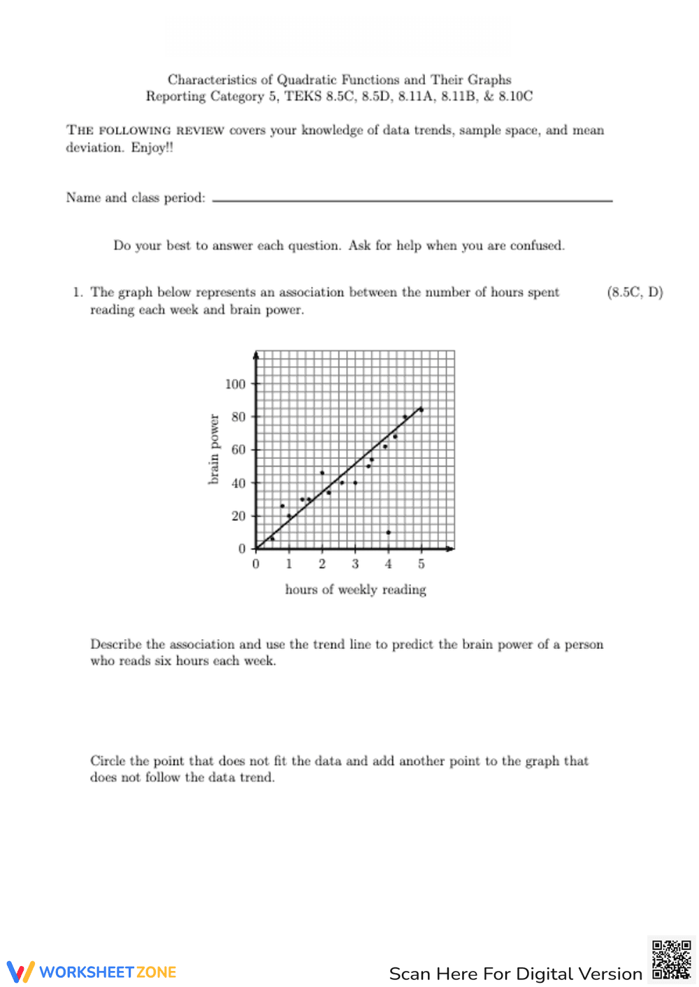 Quadratic Functions and Graph Analysis - Page 1