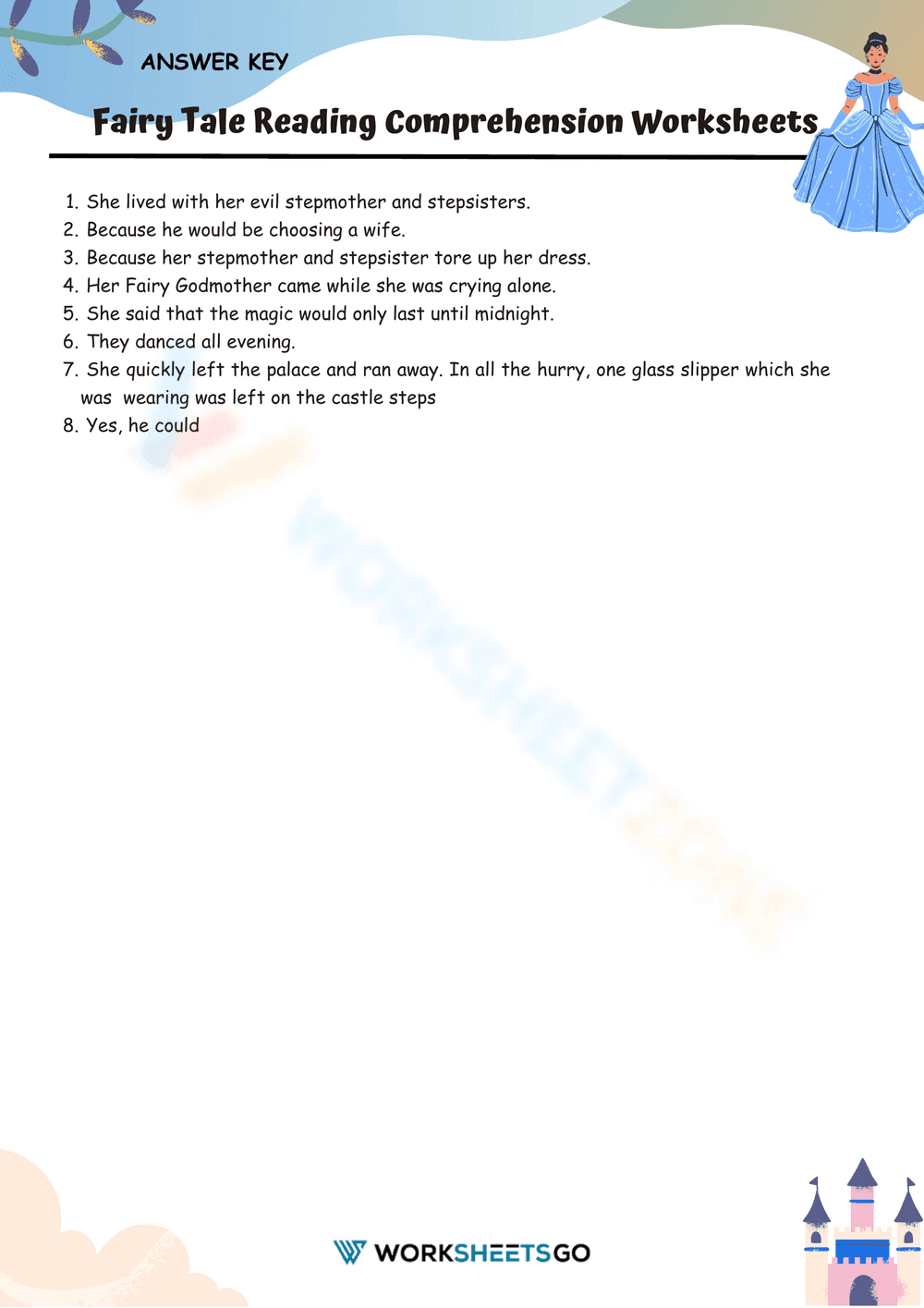 Fairy Tale Reading Comprehension Worksheet - Page 3