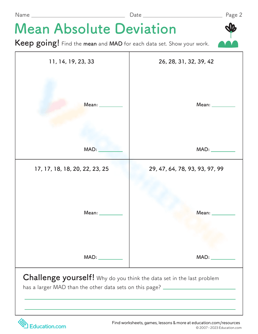 Mean Absolute Deviation 1 - Page 2