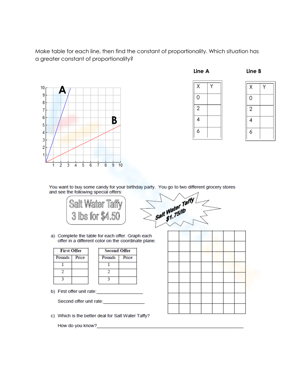 Constant of Proportionality Home Works - Page 3