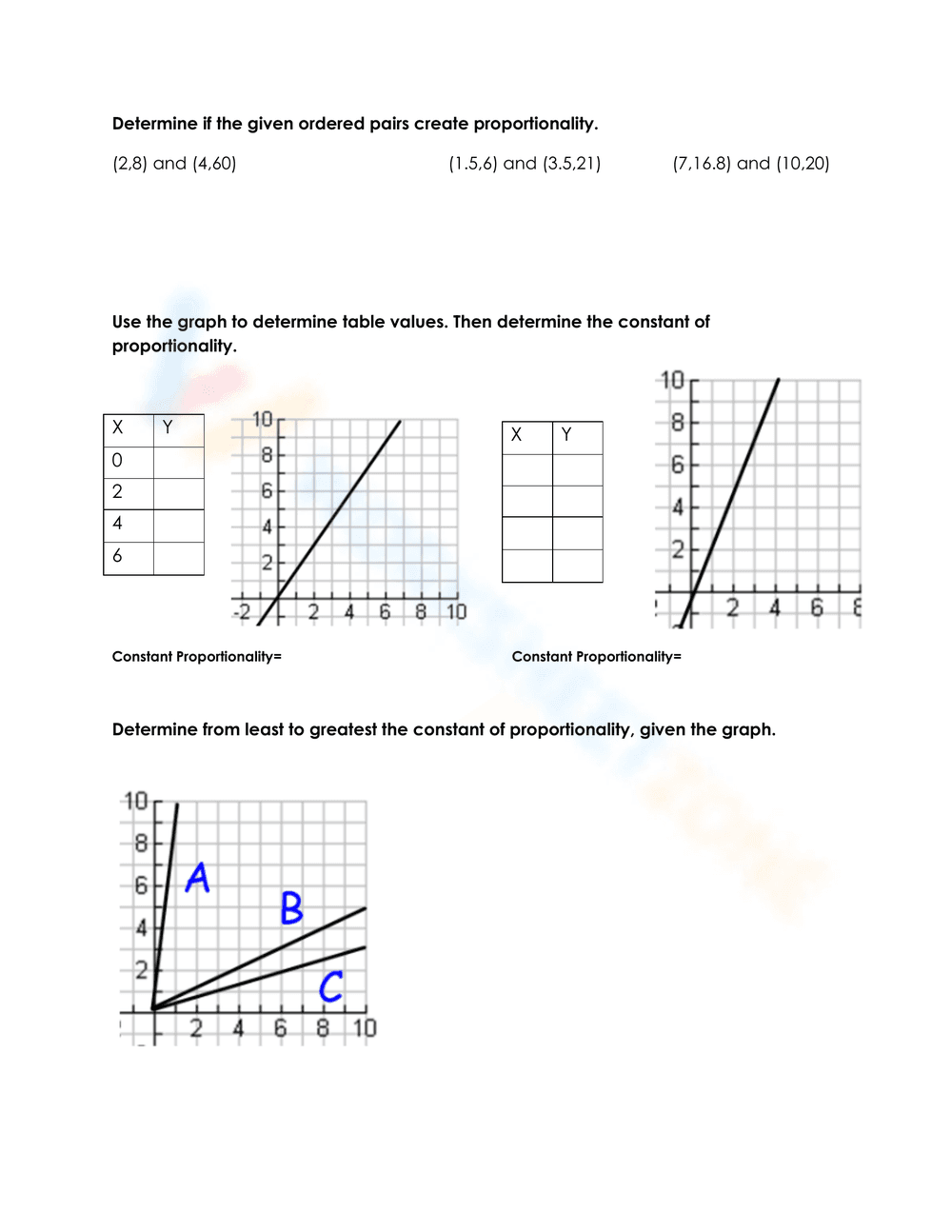 Constant of Proportionality Home Works - Page 6