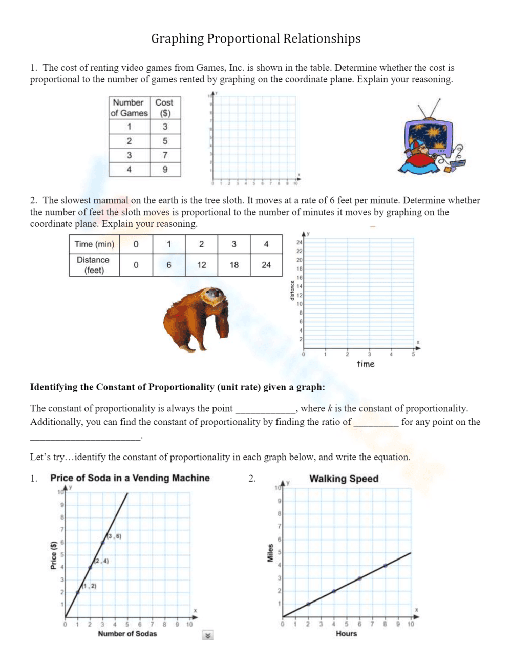 Graphs of Proportional Relationships - Page 2