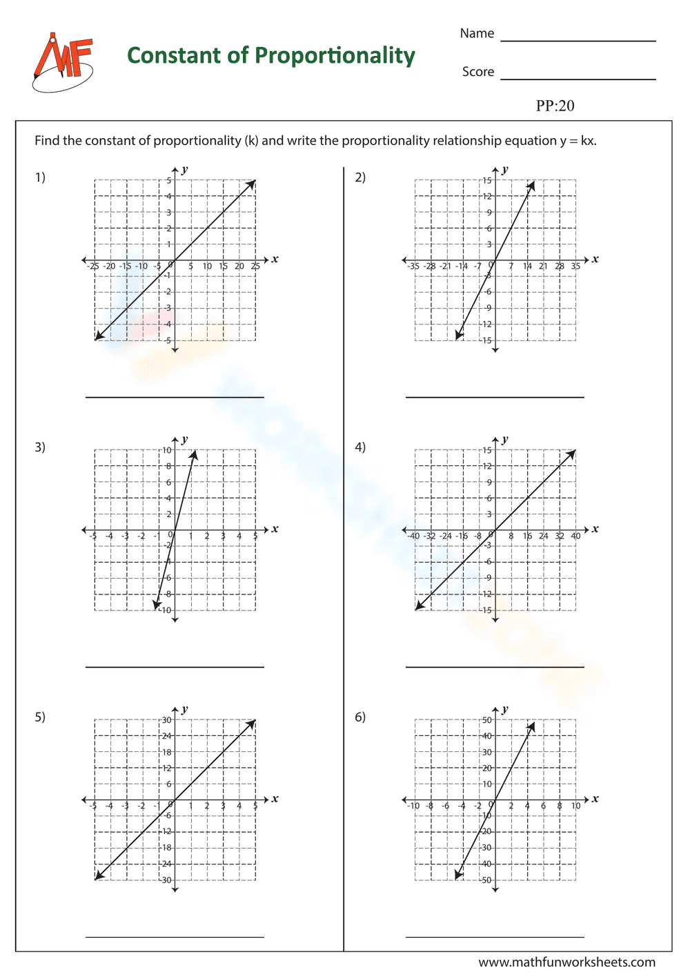 Constant of Proportionality: Practice and Learn with Key - Page 1