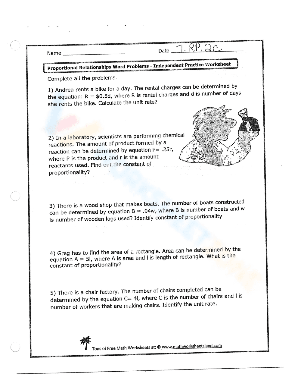 Proportional Relationships Word Problems - Page 1