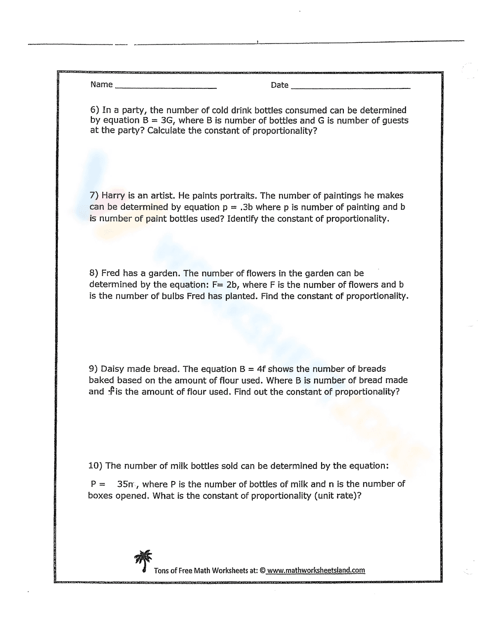 Proportional Relationships Word Problems - Page 2