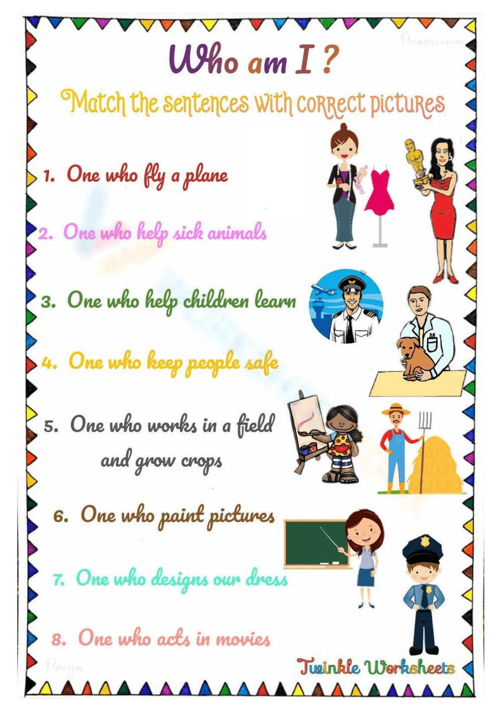 'Who Am I?' Matching: Inference Matching Worksheet - Page 1