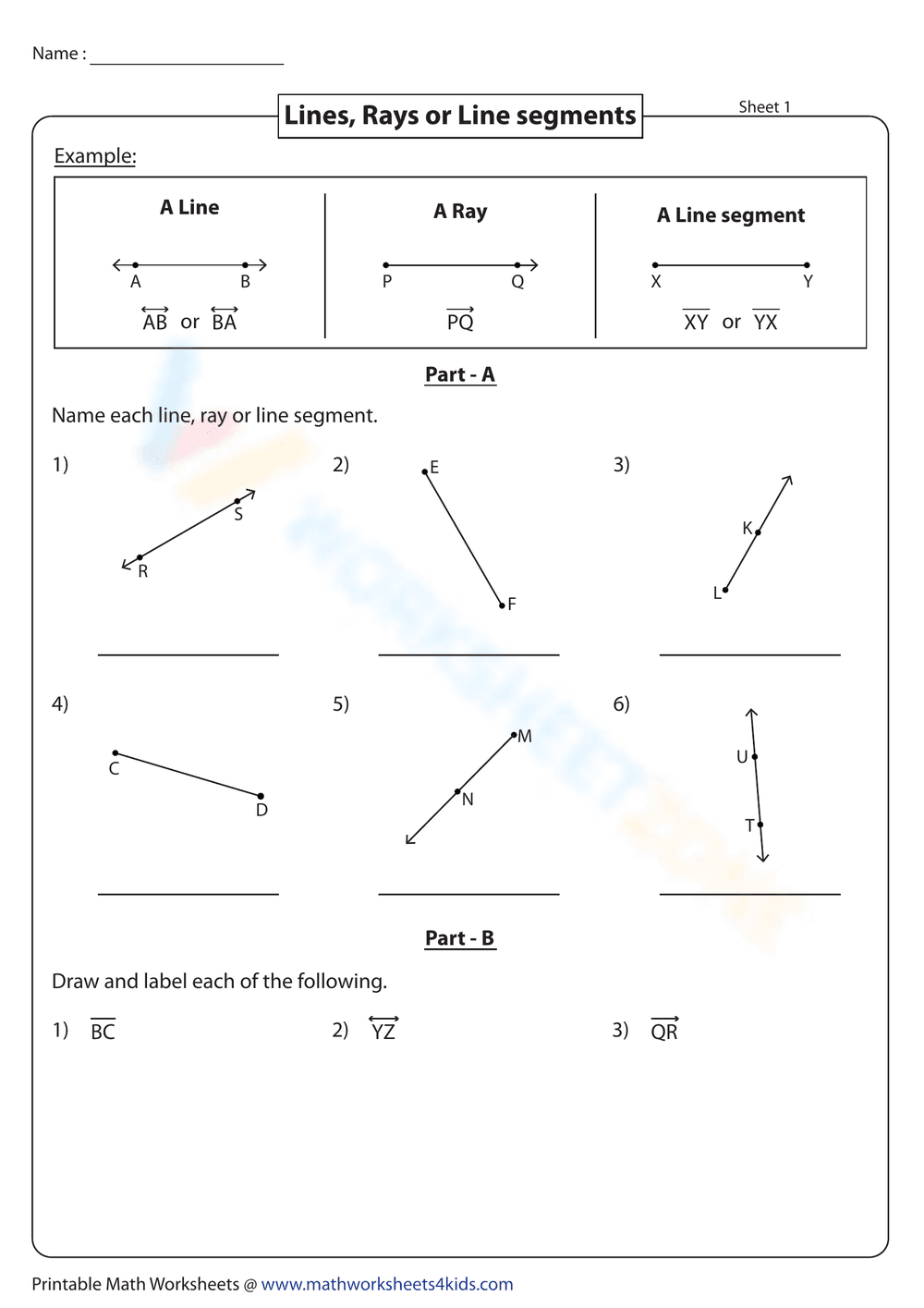 Line segments and Ray - Page 1
