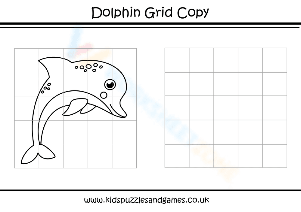 Dolphin Grid Copy Worksheet - Page 1