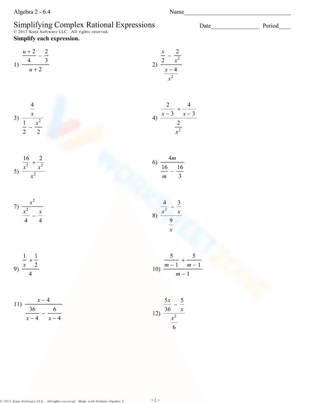 Simplifying Complex Rational Expressions - Page 1
